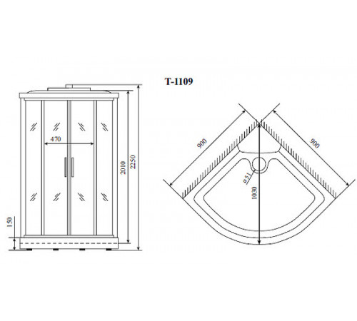 Душевая кабина Timo Standart 90x90 T-6609S без гидромассажа