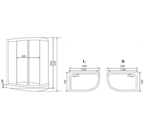 Душевая кабина Timo Standart 120x85 T-6602BR без гидромассажа