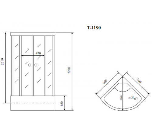 Душевая кабина Timo Standart 90x90 T-1190 с гидромассажем