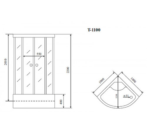 Душевая кабина Timo Standart 100x100 T-1100 с гидромассажем