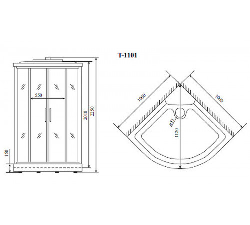 Душевая кабина Timo Standart 100x100 T-1101 с гидромассажем