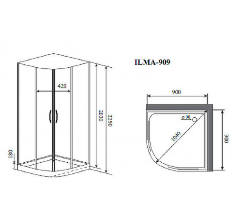 Душевая кабина Timo Premium 90x90 ILMA909B без гидромассажа