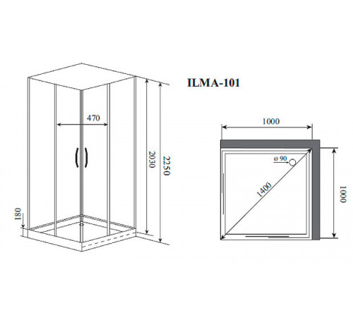 Душевая кабина Timo Premium 100x100 ILMA101 без гидромассажа