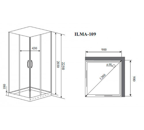 Душевая кабина Timo Premium 90x90 ILMA109 без гидромассажа