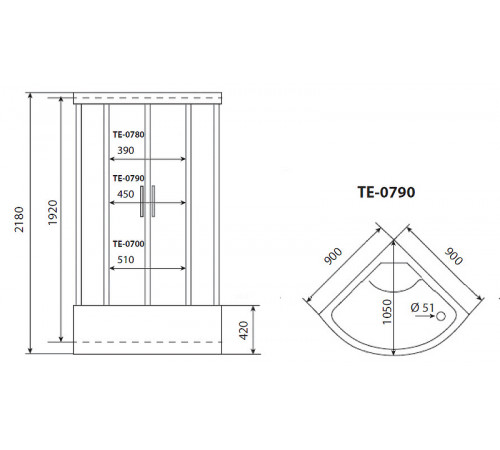 Душевая кабина Timo Eco 90x90 TE-0790 с гидромассажем