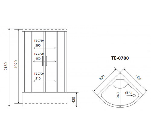 Душевая кабина Timo Eco 80x80 TE-0780 с гидромассажем