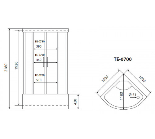 Душевая кабина Timo Eco 100x100 TE-0700 с гидромассажем