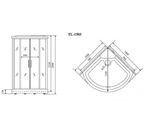 Душевая кабина Timo Lux 100x100 TL-1503 с гидромассажем