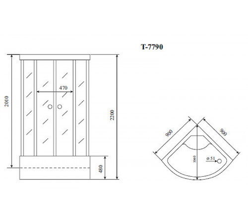 Душевая кабина Timo Lux 90x90 T-7790 с гидромассажем