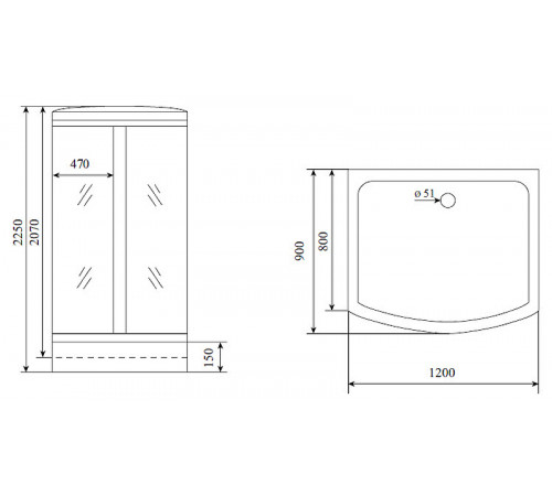 Душевая кабина Timo Lux 120x90 T-7715 с гидромассажем