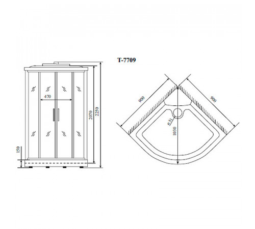 Душевая кабина Timo Lux 90x90 T-7709NEW с гидромассажем