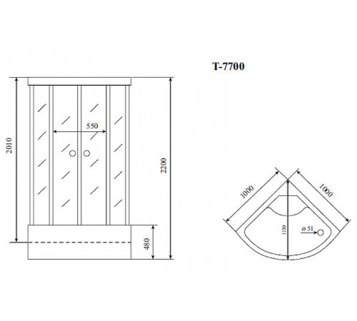 Душевая кабина Timo Lux 100x100 T-7700 с гидромассажем