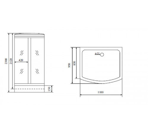 Душевая кабина Timo Lux 110x95 TL-1501 с гидромассажем