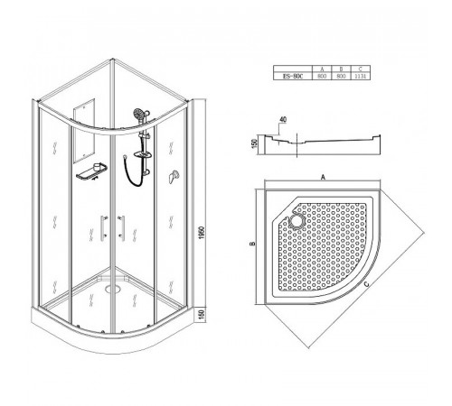 Душевая кабина Esbano ES-80C 80x80 ESKB80C без гидромассажа
