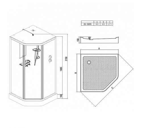 Душевая кабина Esbano ES-90PR 90x90 ESKB90PR без гидромассажа