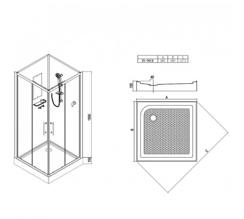 Душевая кабина Esbano ES-90CK 90x90 ESKB90CK без гидромассажа