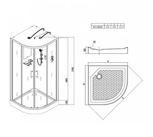 Душевая кабина Esbano ES-L90CR 90x90 ESKL90CR без гидромассажа