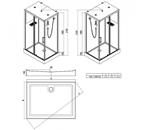 Душевая кабина Esbano ESB-1280CKR 120x80 ESKBB1280CKR без гидромассажа