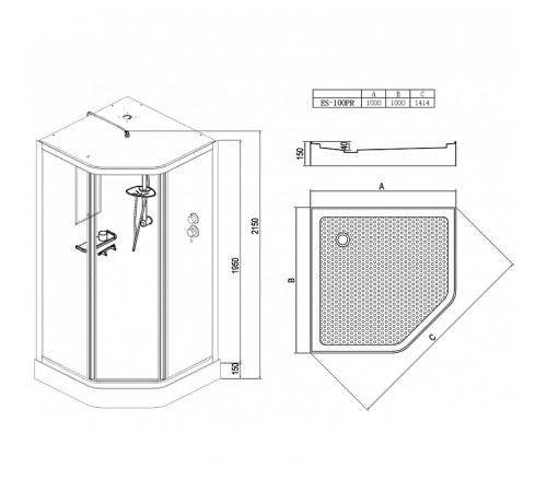 Душевая кабина Esbano ES-100PR 100x100 ESKB100PR без гидромассажа