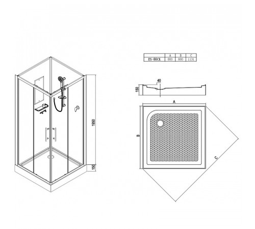 Душевая кабина Esbano ES-80CK 80x80 ESKB80CK без гидромассажа