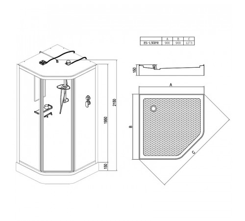 Душевая кабина Esbano ES-L90PR 90x90 ESKL90PR без гидромассажа