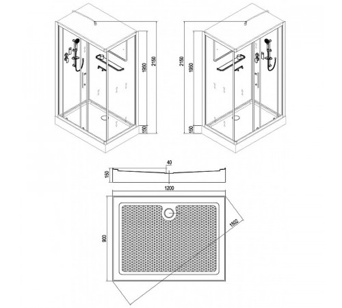 Душевая кабина Esbano ESW-129CKR 120x90 ESKW129CKR без гидромассажа