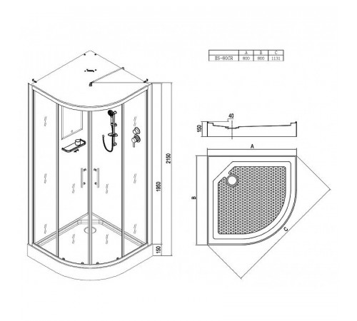 Душевая кабина Esbano ES-80CR 80x80 ESKB80CR без гидромассажа