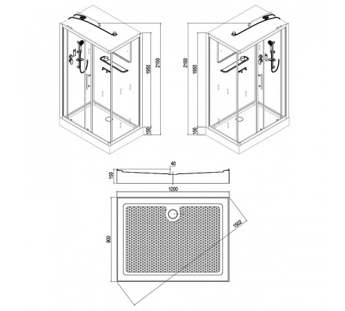 Душевая кабина Esbano ES-L129CKR 120x90 ESKL129CKR без гидромассажа