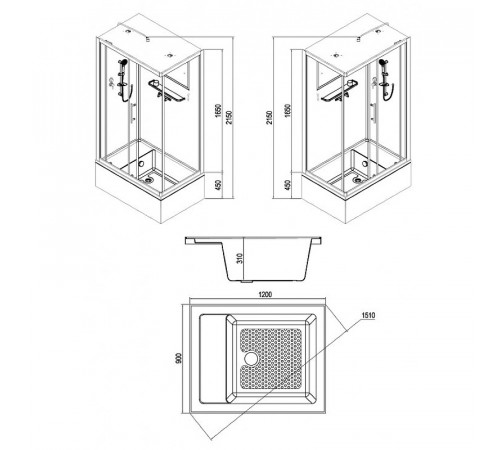 Душевая кабина Esbano ES-129CKRB 120x90 L ESKB129CKRBL без гидромассажа