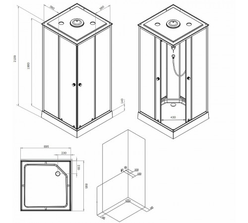 Душевая кабина AM.PM X-Joy 90х90 W94C-403-090MT без гидромассажа