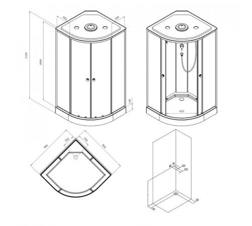 Душевая кабина AM.PM X-Joy 100х100 W94C-401-100MT без гидромассажа