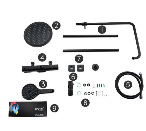 Душевая система Gappo G2495-76 с термостатом Черная матовая