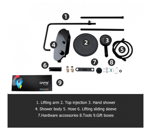 Душевая система Gappo G2495-86 Черная матовая
