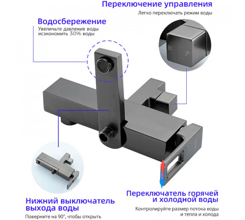 Душевая система Gappo G17-9 G2417-9 Оружейная сталь