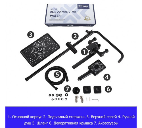 Душевая система Frap H71-6 F2471-6 Черная матовая