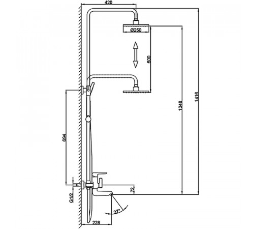 Душевая система Frap H17-6 F2417-6 Черная матовая