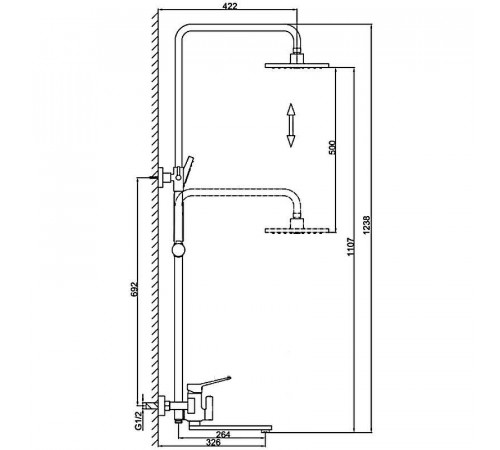 Душевая система Frap H62-9 F2462-9 Оружейная сталь