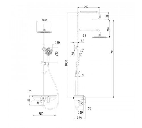 Душевая система Lemark Tropic LM7012BL Черная матовая