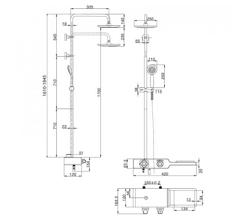 Душевая система Lemark Tropic LM7009C Хром Черный