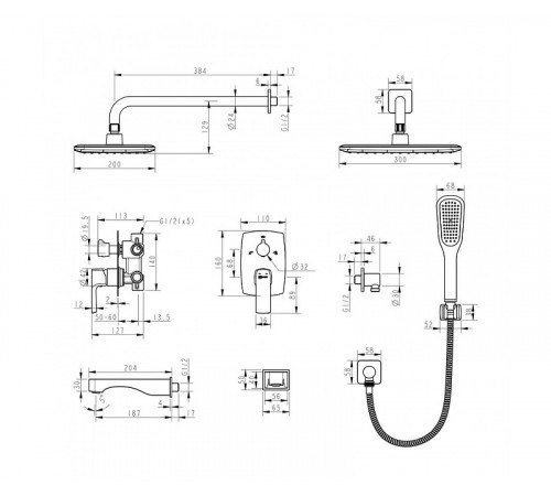 Душевая система Lemark Ursus LM7222BL Черный