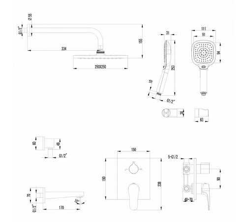 Душевая система Lemark Shift LM4322C Хром