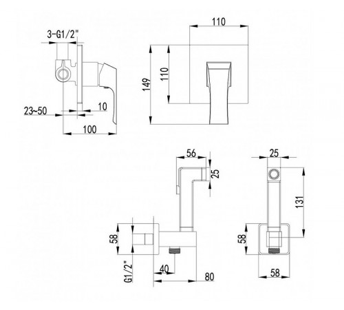 Гигиенический душ со смесителем Lemark Unit LM4519C Хром