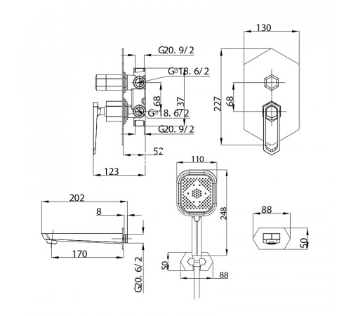 Душевая система Lemark Prizma LM3922C Хром