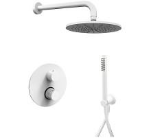 Душевая система Paffoni Light KITLIQ018BO с термостатом Белая матовая