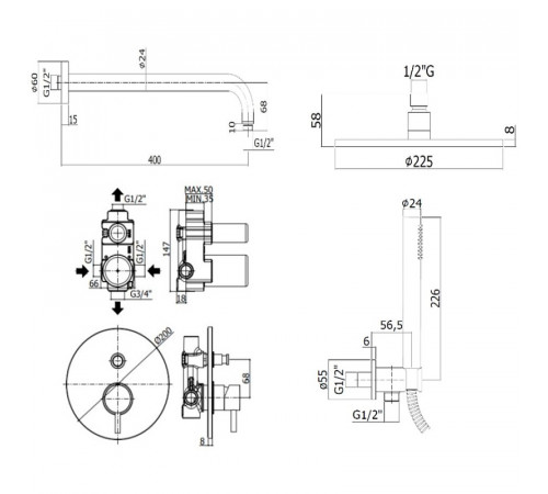 Душевая система Paffoni Light KITLIG015HGSP Золото медовое брашированное