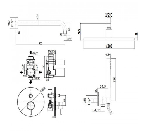 Душевая система Paffoni Light KITLIG015HGKING Золото медовое