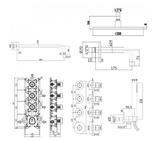 Душевая система Paffoni Modular Box KITMB019NO139KING с термостатом Черная матовая