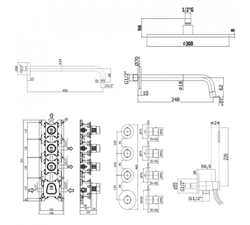 Душевая система Paffoni Modular Box KITMB019NO046KING с термостатом Черная матовая