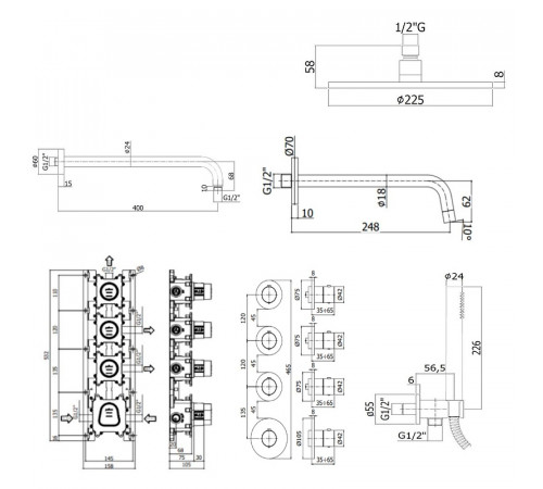 Душевая система Paffoni Modular Box KITMB019NO046 с термостатом Черная матовая