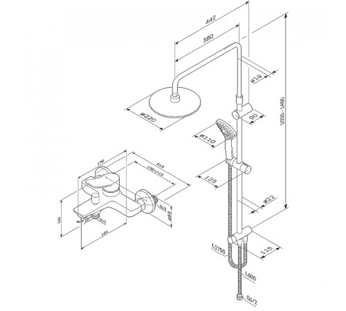 Душевая система AM.PM X-Joy F42885A14 Черная